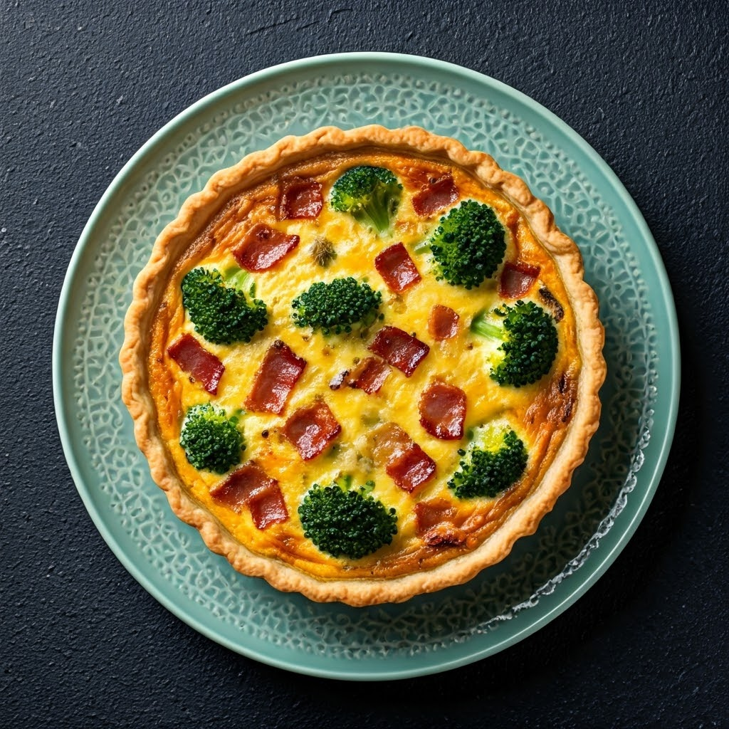 Bacon, Broccoli, Cheese, and Onion Quiche