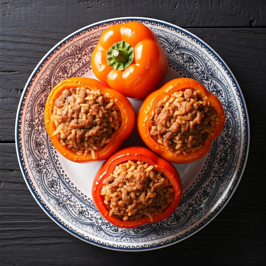 Stuffed Bell Peppers with Rice (no Tomatoes)