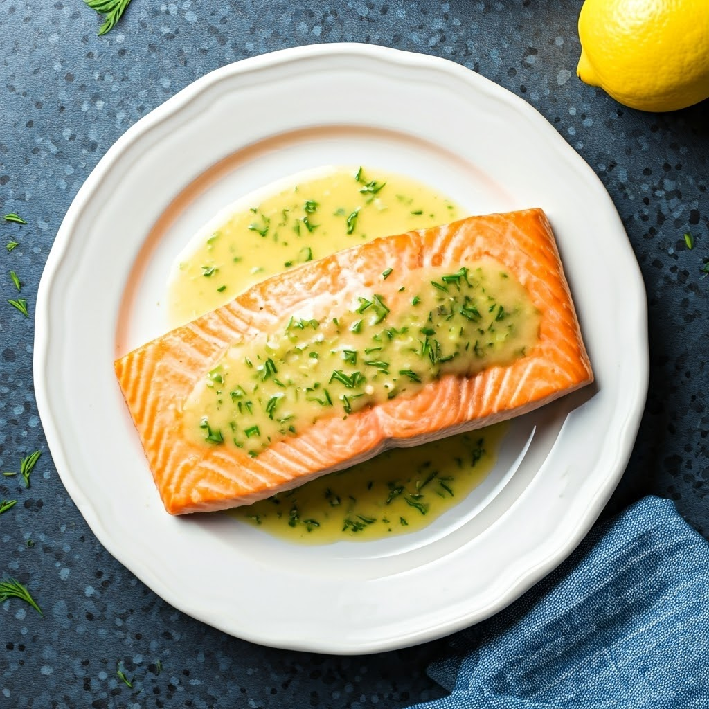Pan-seared Salmon with Lemon-dill Sauce