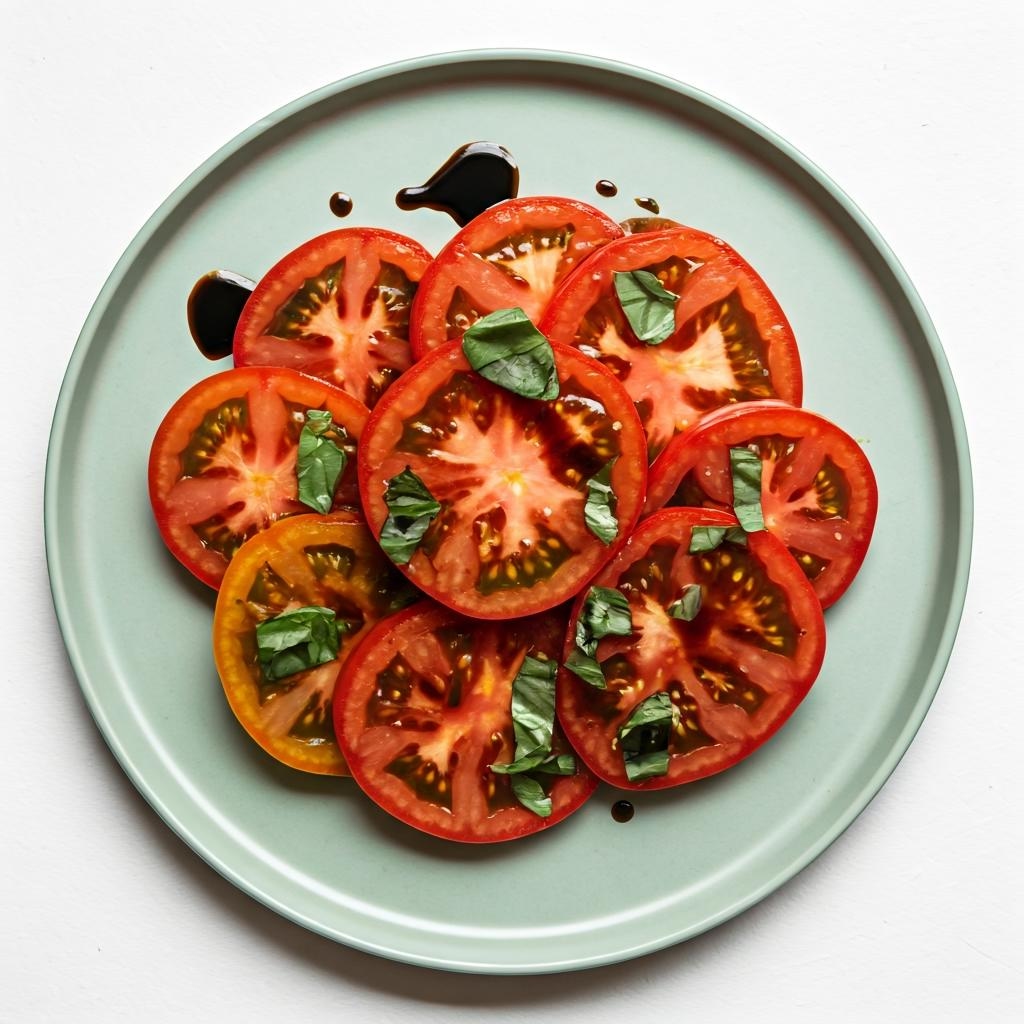 Heirloom Beefsteak Tomato & Basil Salad with Balsamic Glaze