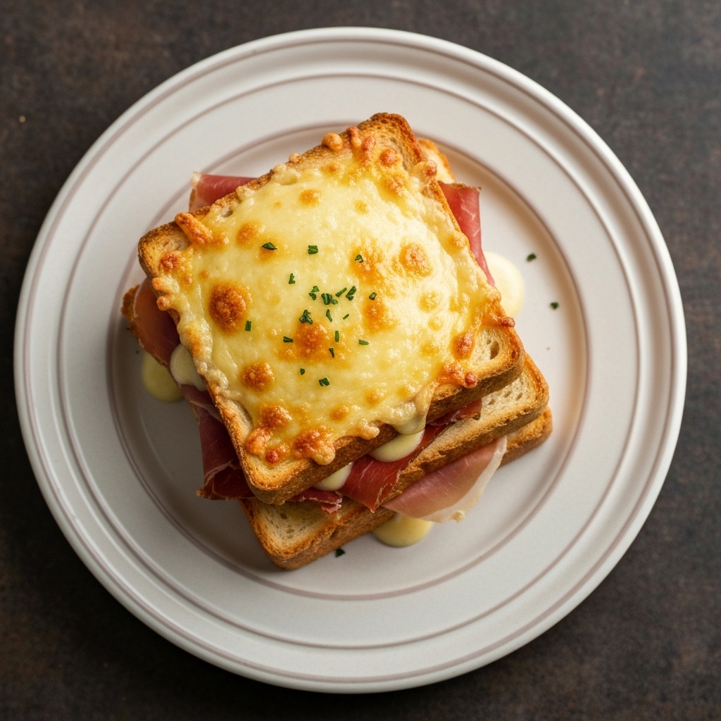 Croque Monsieur Gratiné with Prosciutto and Gruyère