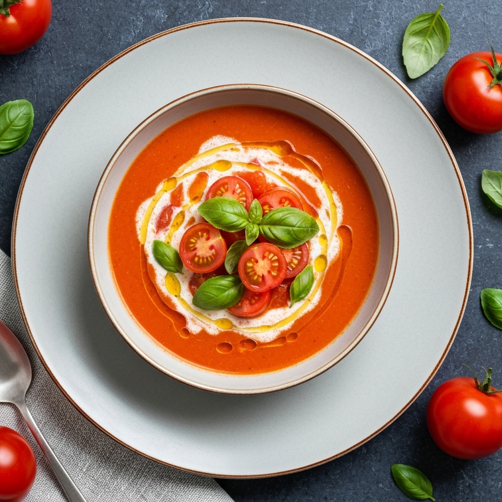 Healthy Creamy Garden Tomato Basil Soup