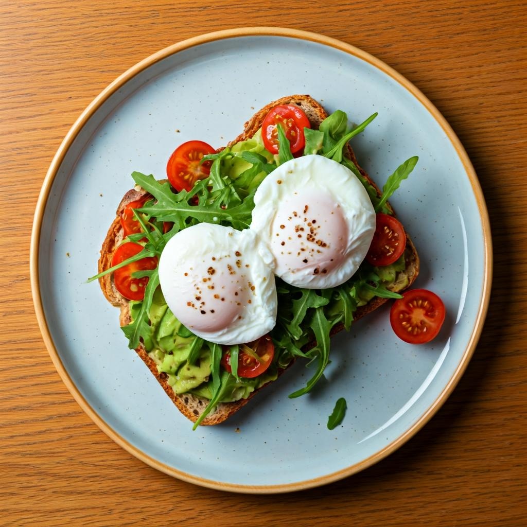 Vibrant Breakfast Toast with Poached Eggs and Avocado