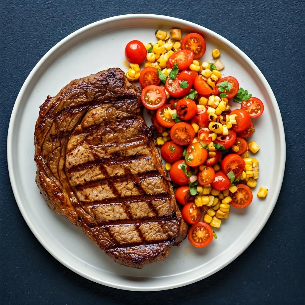 Grilled Ribeye with Smoky Tomato-corn Salsa