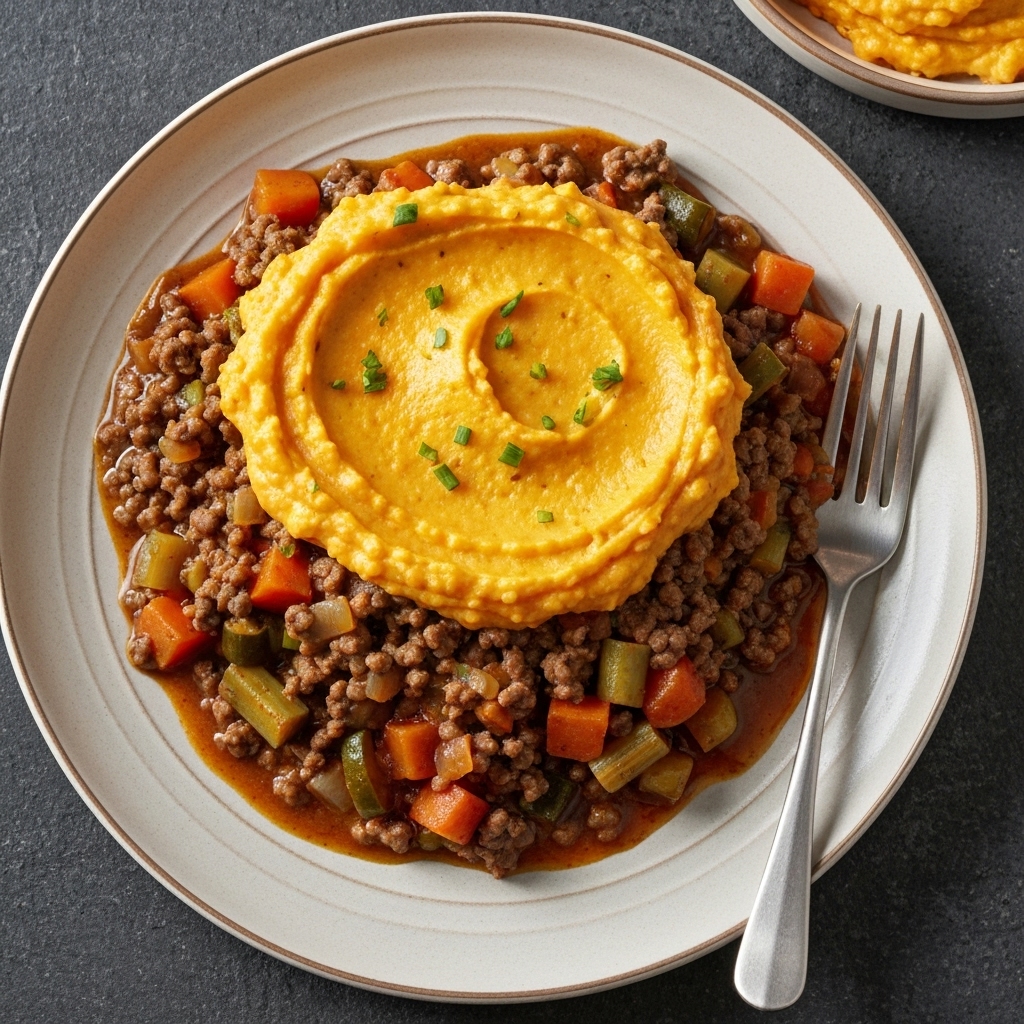 Healthy Shepherd's Pie with Sweet Potato Topping