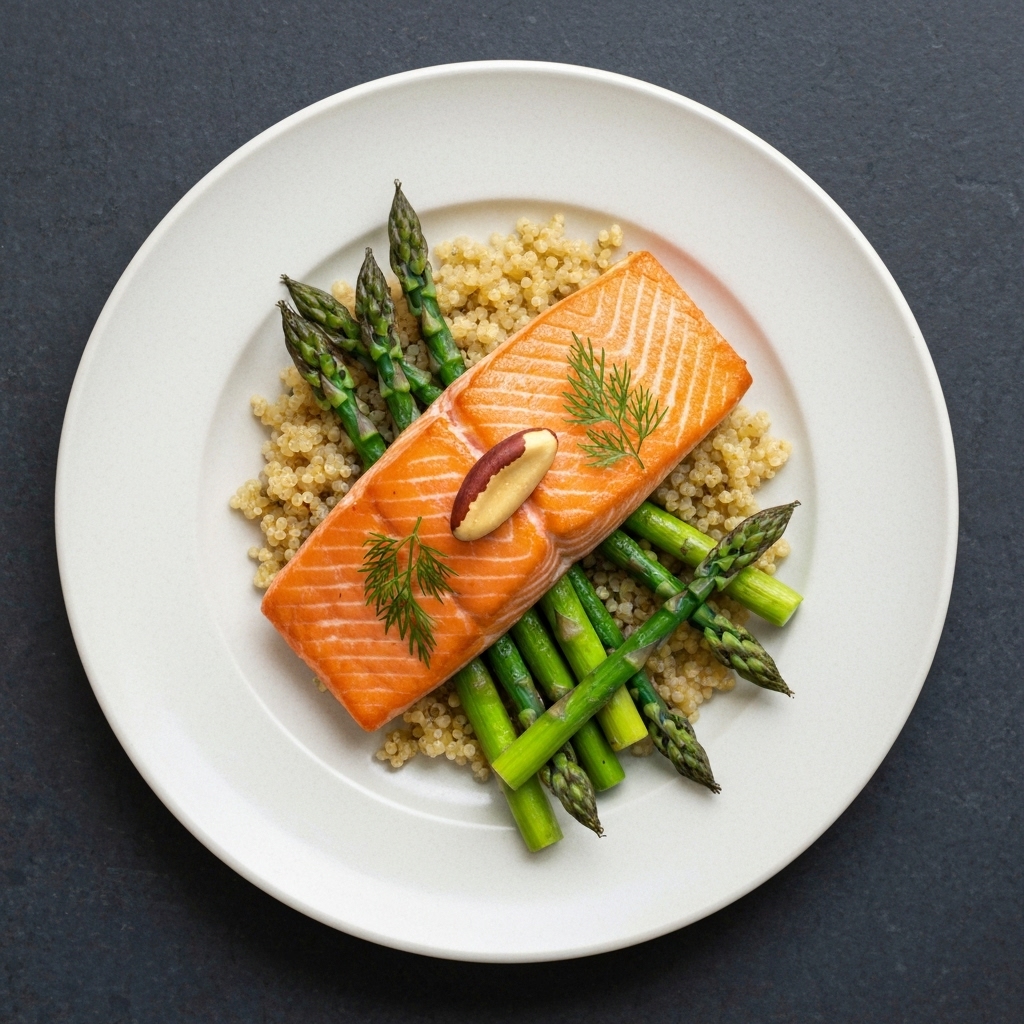 Selenium-rich Seared Wild Salmon with Lemon-dill Quinoa