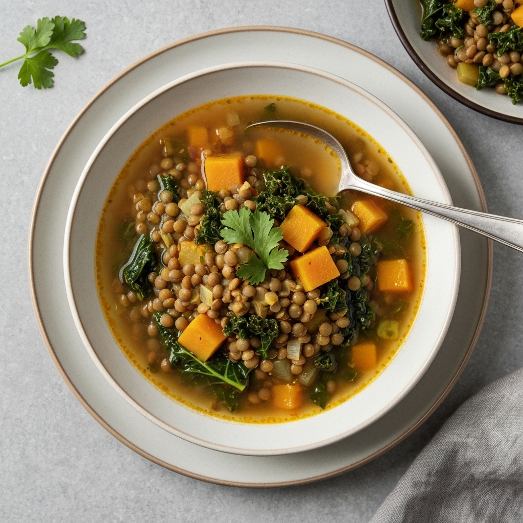 Hearty Autumn Lentil & Vegetable Soup