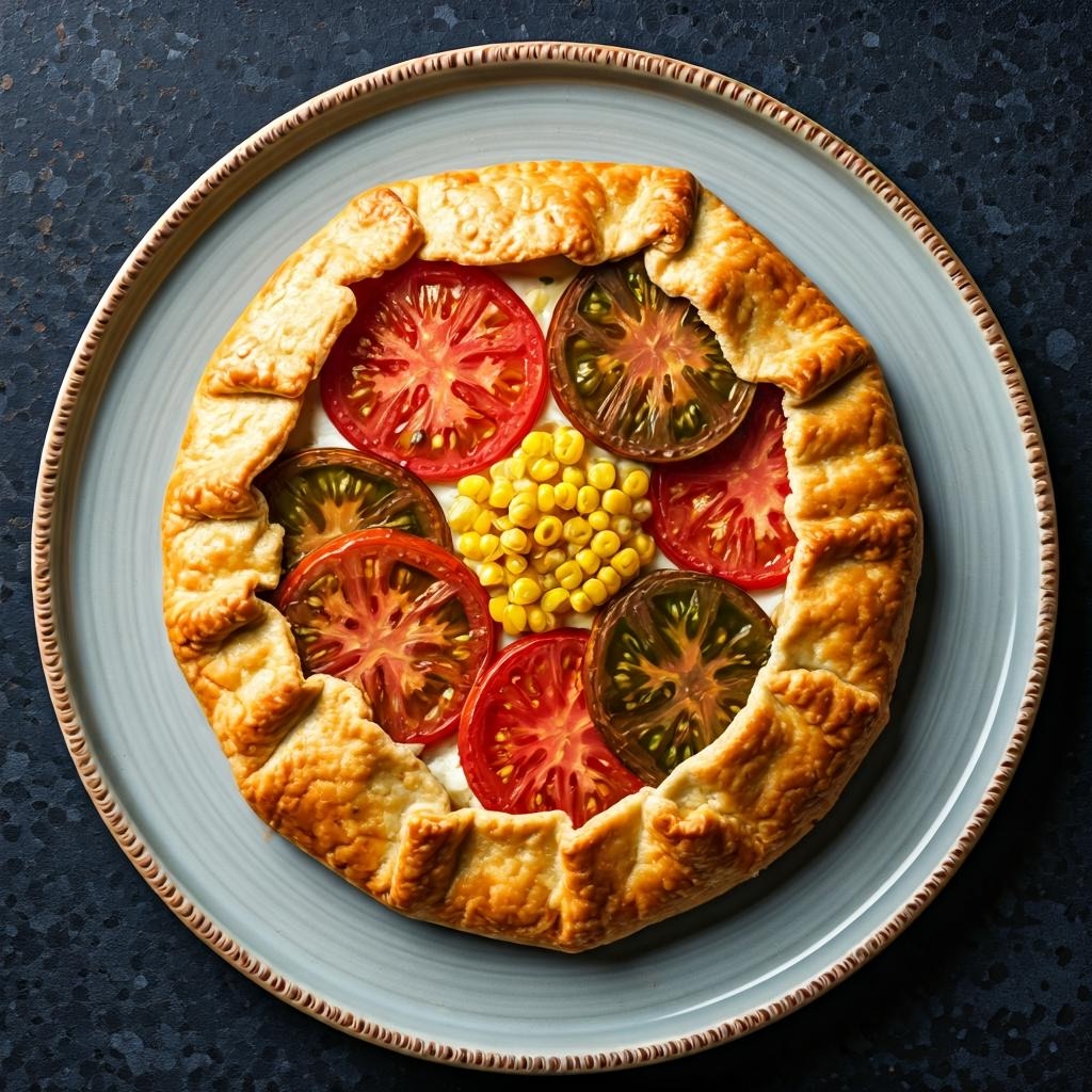 Heirloom Tomato and Corn Galette with Herbed Ricotta