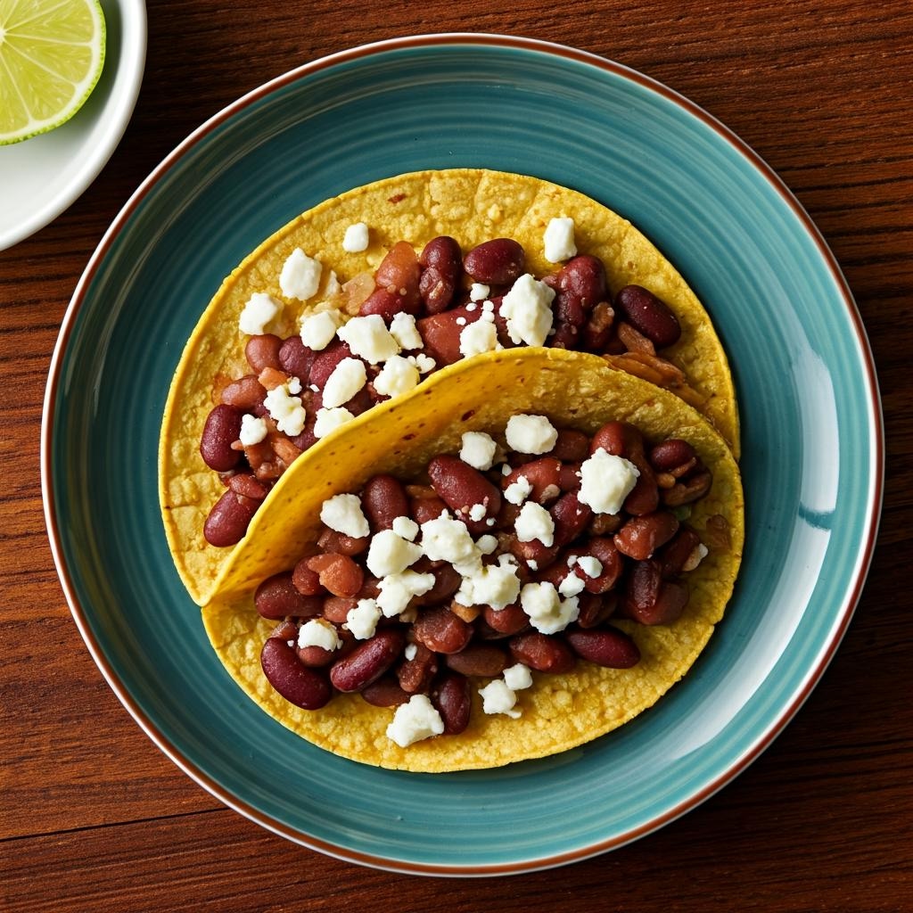 Spicy Adobo Bean & Cotija Tacos