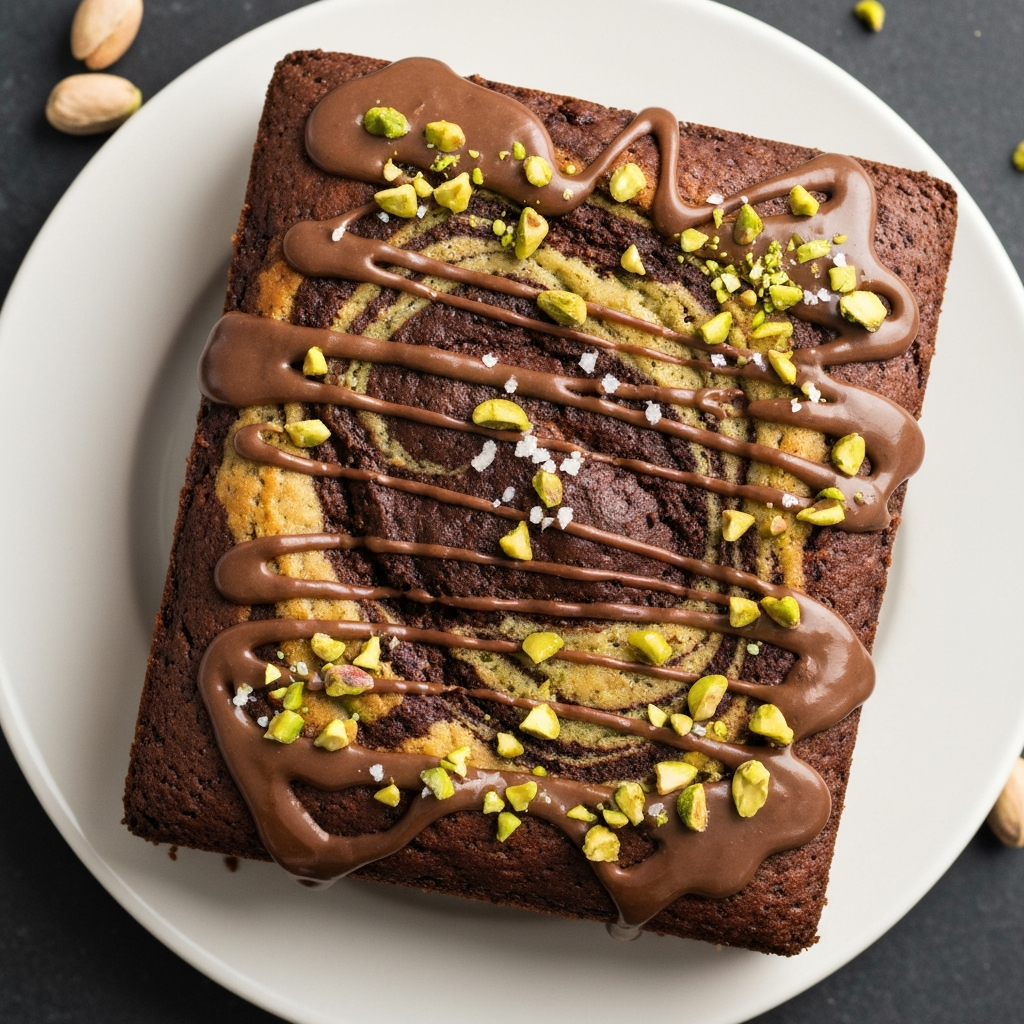 Pistachio-Chocolate Marble Snacking Cake