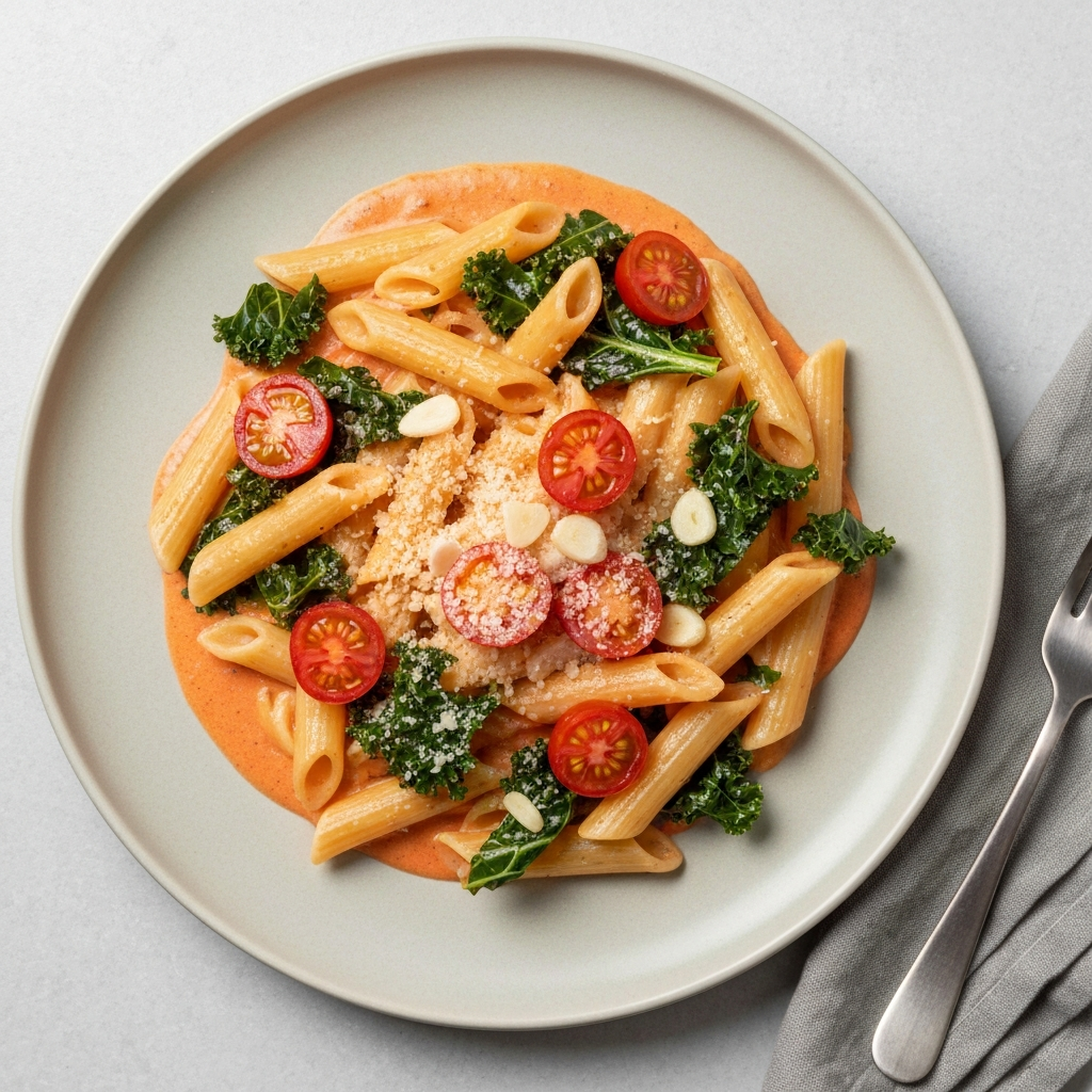 Creamy Tomato & Kale Pasta for One