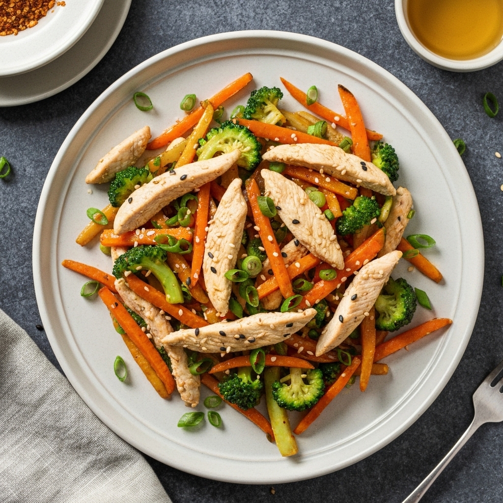 Ginger Sesame Chicken & Crisp Vegetable Stir-fry