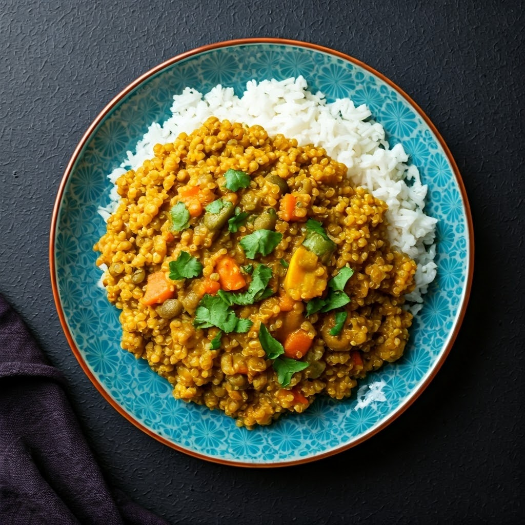 Quinoa and Lentil Curry with Coconut Milk