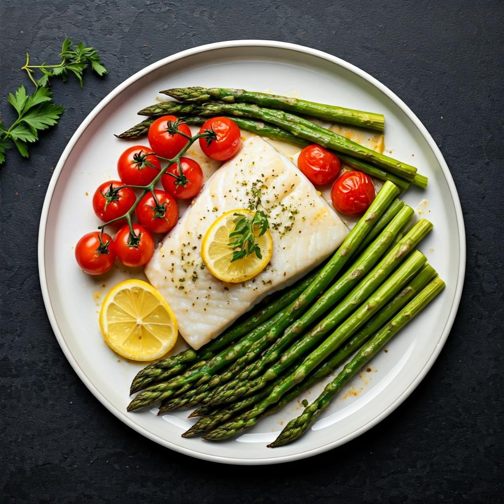 Sheet Pan Lemon Herb Cod with Asparagus & Cherry Tomatoes