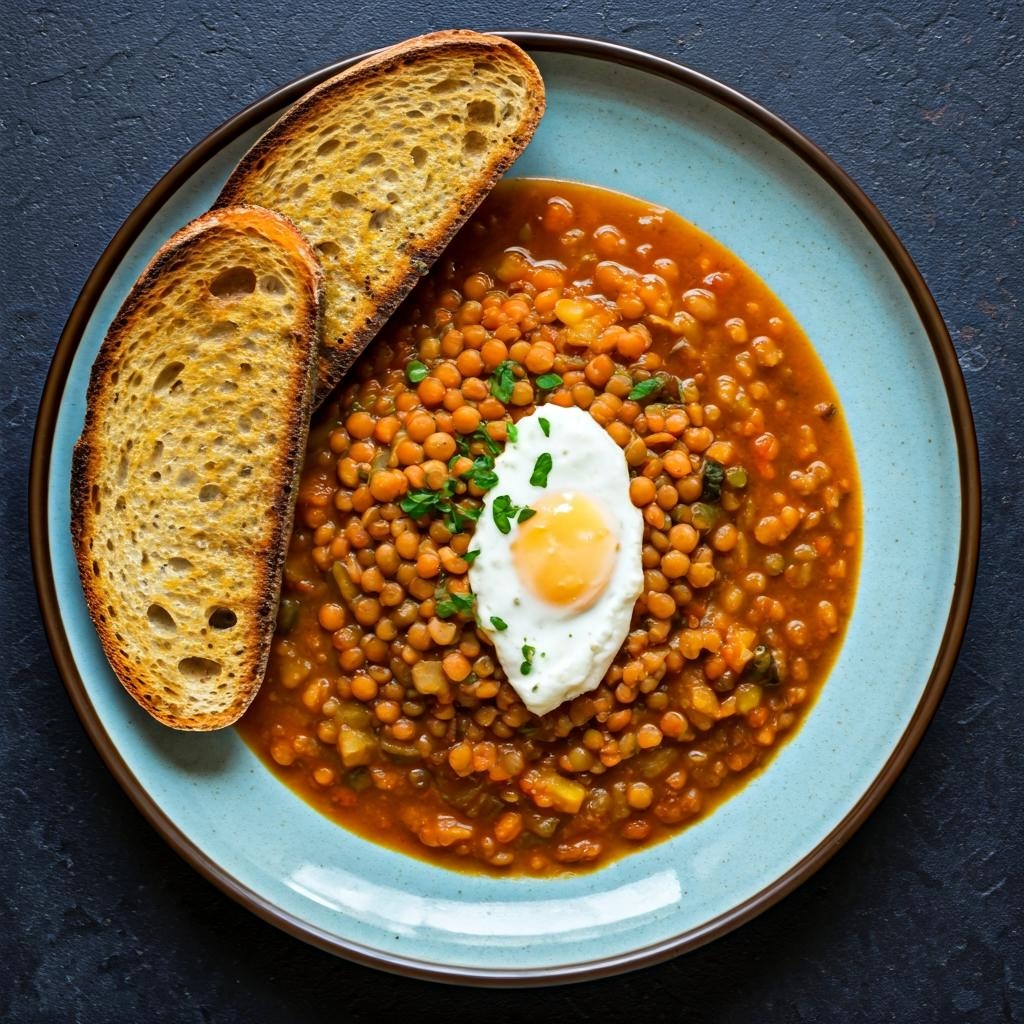 Hearty Red Lentil & Vegetable Soup with Toasted Sourdough