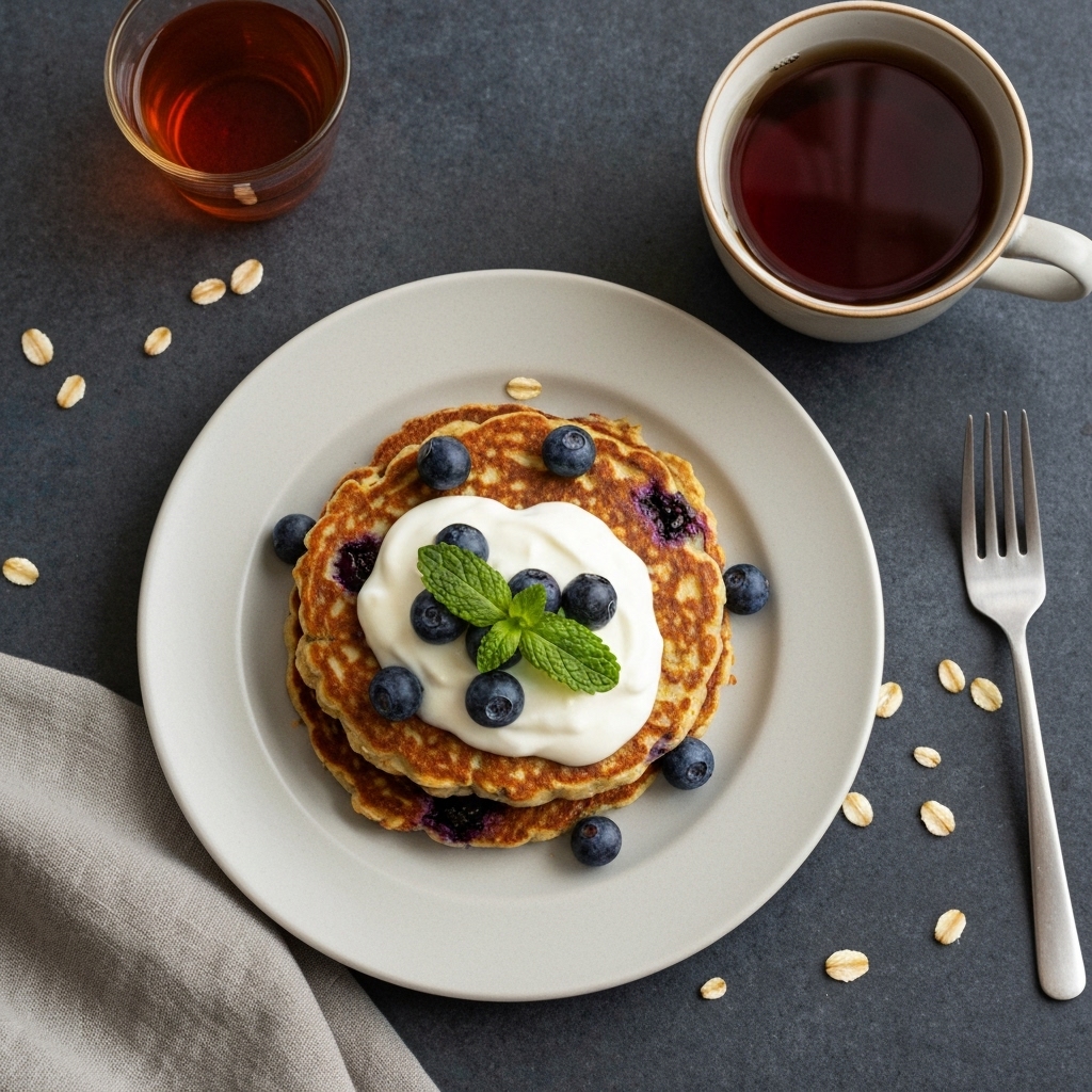 Protein-packed Oat & Yogurt Griddle Cakes with Berries