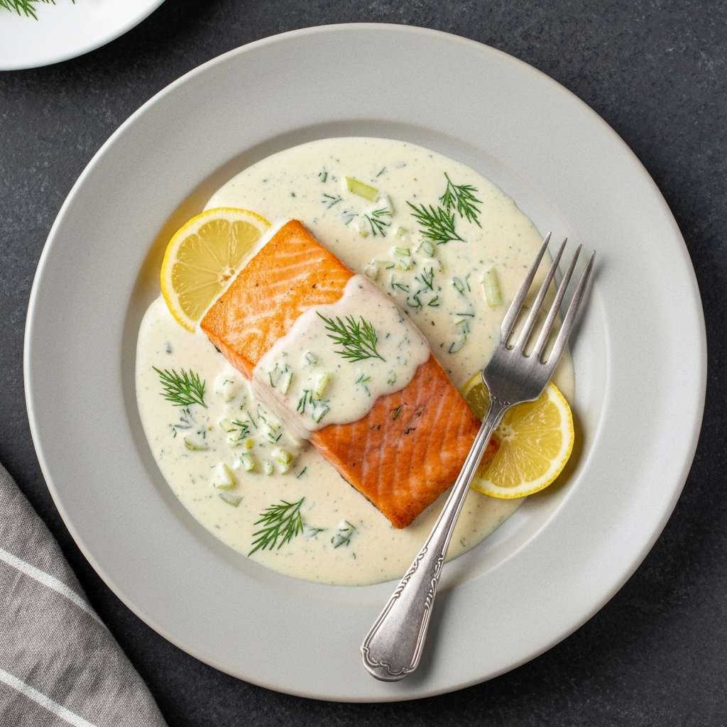 Creamy Lemon-dill Pan-seared Salmon